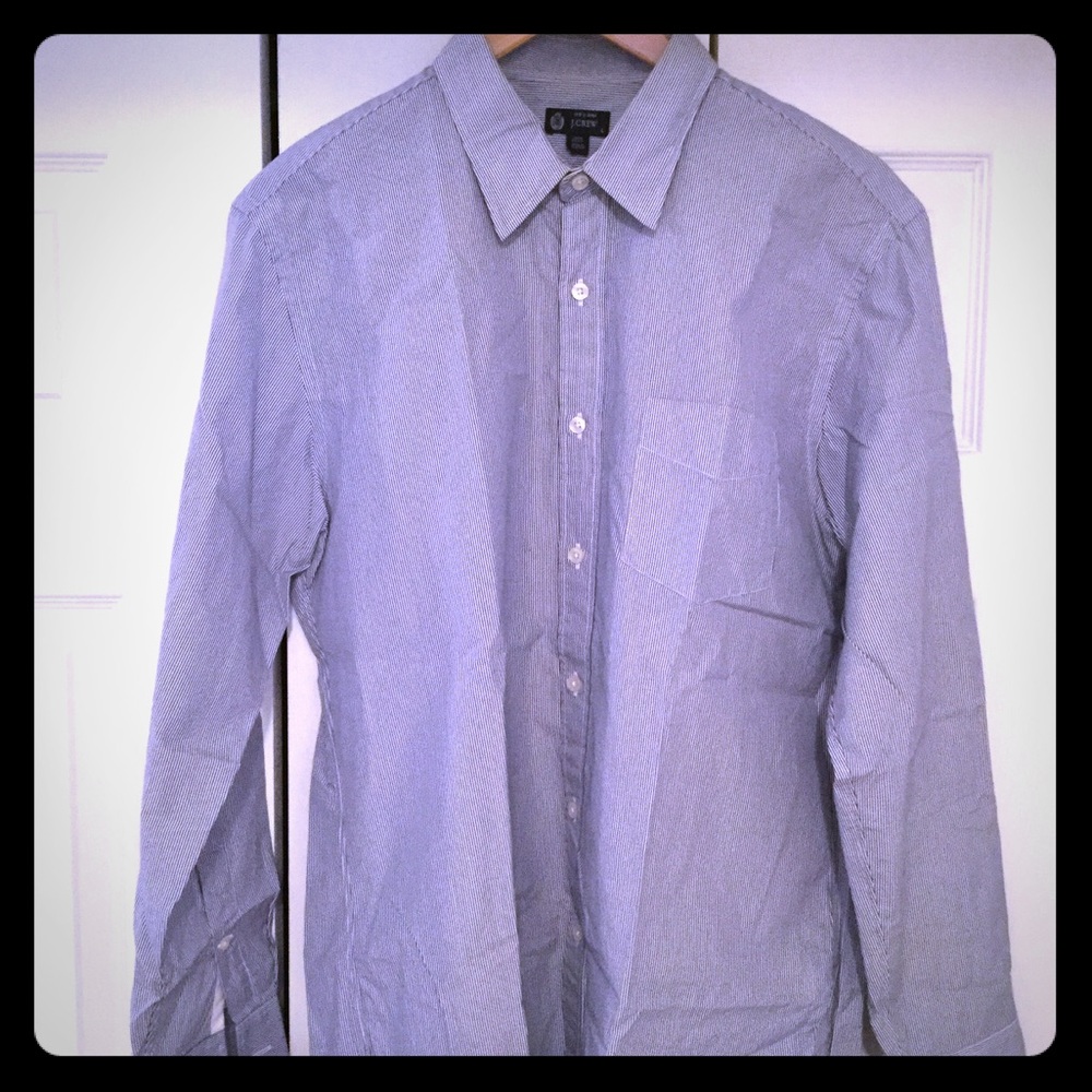 J. Crew Men's Blue Striped Shirt Size L
